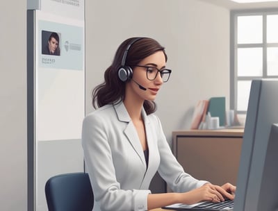 a woman in a headset with a headset and a headset