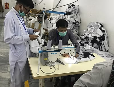 Cost-effective production line of tactical vests and protective clothing at Zestlet factory.