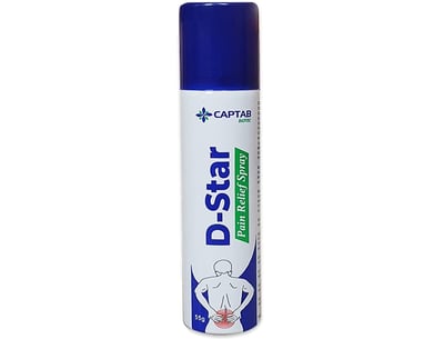 D-Star Pain Relief Spray – Fast-acting Diclofenac formula for effective relief from muscle pain.