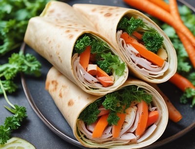 alt="Wrap de dinde pour le déjeuner ou diner repa sain blog diététique Ma diet parfaite martinique"