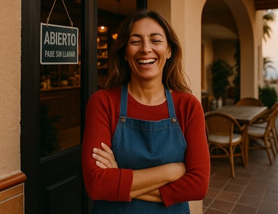 Cliente durante sesión exprés para redes sociales en comercio de Almería
