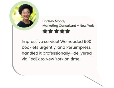 Review of booklet printing and FedEx shipping from Peru to New York by Peruimpress.