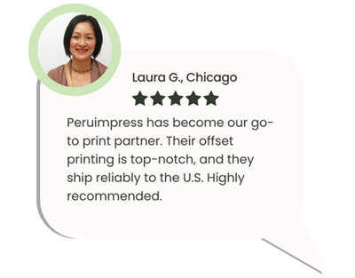 Business owner from Chicago holding offset printed brochures made by Peruimpress