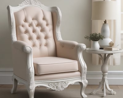 brown wooden armchair beside white wall