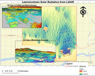 3D image of solar radiation from LiDAR data.