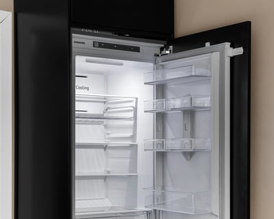 Stock image of a smart fridge used to illustrate modern kitchen appliances