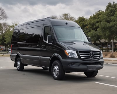 a van parked in a parking lot with a van