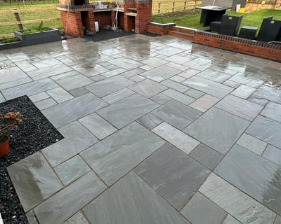 clean grey slabs freshly pressured washed at a home in the malvern hills