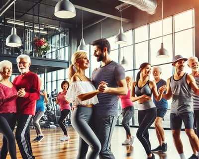 Group ballroom dance practice