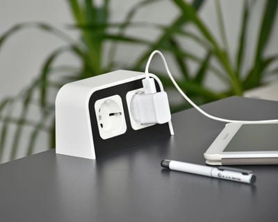 Stock photo of integrated USB charging setup for smart kitchen planning