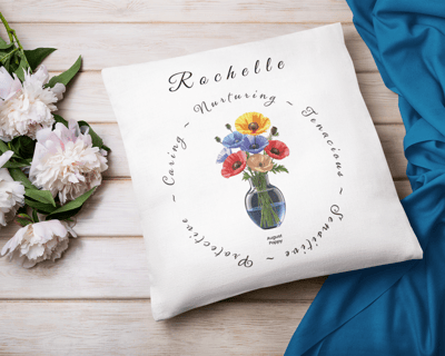 Personalised UK 3d birth flower cushion with personality traits