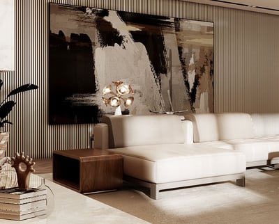 a living room with a couch and a chair