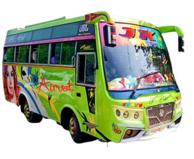 a colorful mini-bus or coach van with or without AC (air conditioned) 21 seater