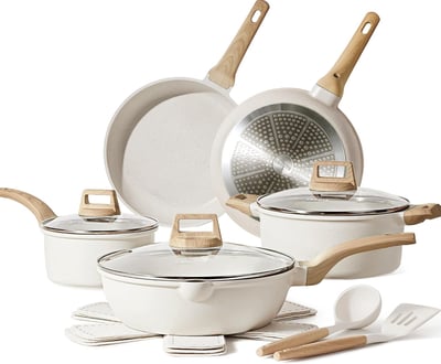 14 Pcs Pots and Pans Set Nonstick,Cookware Set Kitchen Cooking Set with Utensil and Pan Protectors