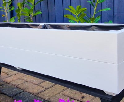 quality window flower box wooden trough painted in white handmade in UK plant pot made to size long and narrow