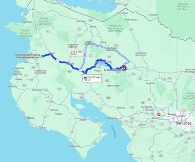Road Trip from Liberia International Airport to Arenal Volcano