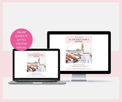pale pink and white cover of a downloadable creative writing guide