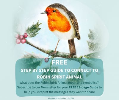 artwork of robin spirit animal and text to offer a free guide