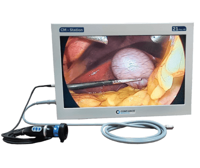 a monitor screen with a picture of a person in the background