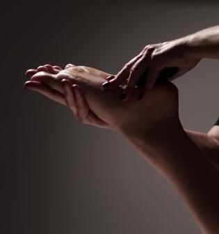 a woman is shown in a photo while she is doing a massage