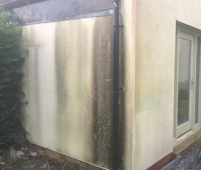 Water stains on wall indicate a gutter problem