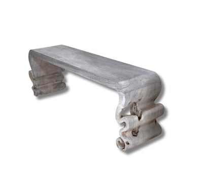 white concrete bench