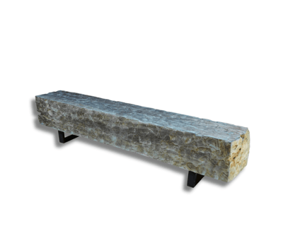 long wooden bench with stone texture