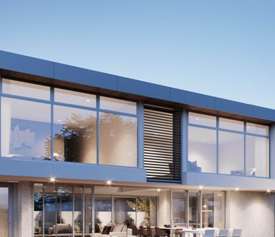 a modern house with a pool and a swimming pool