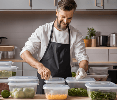 un chef cuisinier qui range les plats