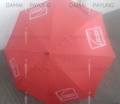 Payung promosi polos golf merah silver owens corning