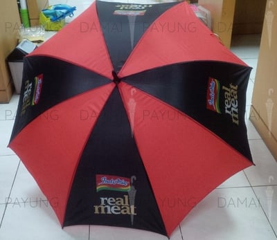 Payung promosi polos golf merah hitam indomie real meat