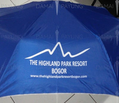 Payung promosi polos lipat biru silver highland park resort bogor