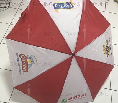 Payung promosi polos lipat merah putih acefood semua sisi