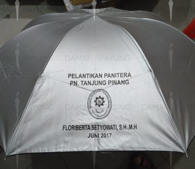 Payung promosi polos golf silver biru pelantikan PN. Tanjung Pinang 2