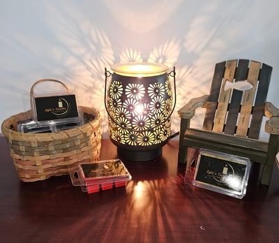 a table with a candle and a candlelight