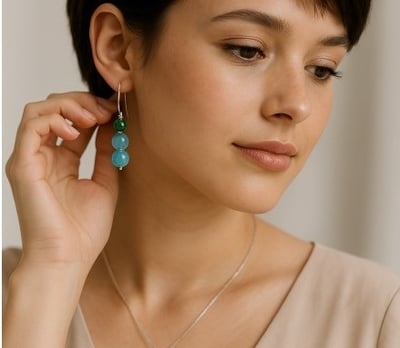 Boucles d'oreilles en pierres naturelles: agate bleue et lapis lazuli