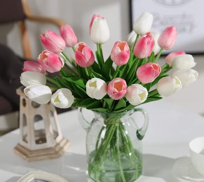 El tulipán Tiene un Toque Real, 33 cm de Largo, Flores Artificiales Decorativas para Ramos de Boda, 
