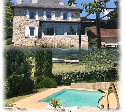 piscine et terrain de pétanque dans le cantal