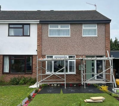 House exterior rendered with weatherproof finish in a Worcester property.