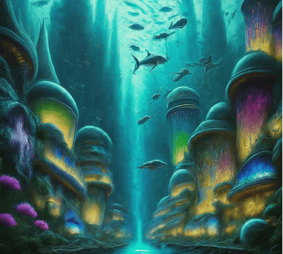 a painting of a underwater world