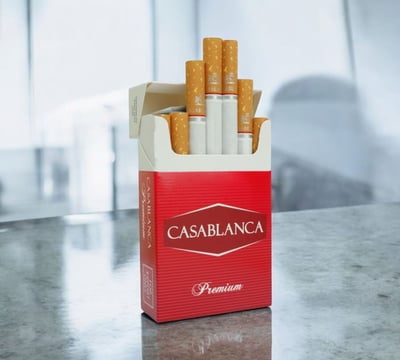 a cigarette pack of "casablanca premium cigarette"
