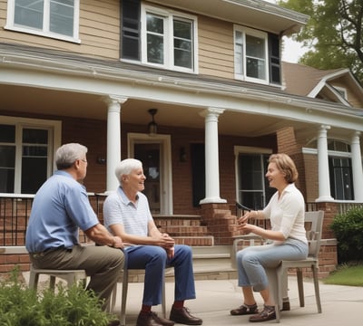A couple is discussing selling their home with their realtor.