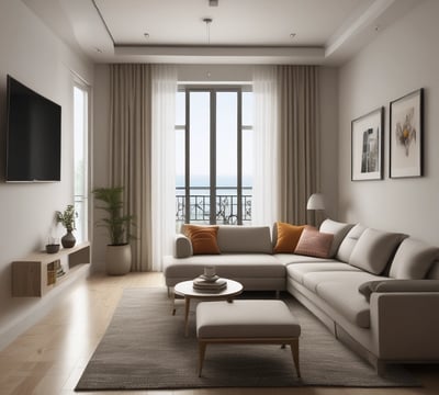 Bright living room with modern inventory