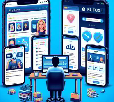 A screenshot of the Rufus AI assistant in action on the Amazon desktop interface.