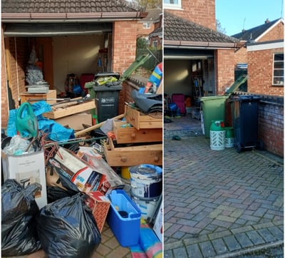 garage cleared out by hiltons rubbiish removals in worcester