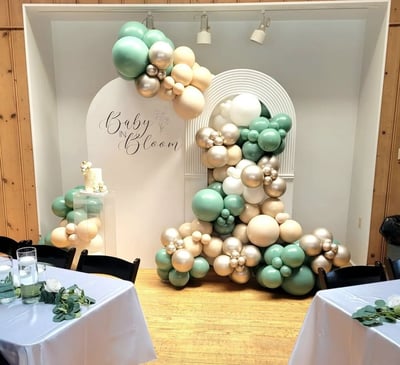 Baby in bloom balloon backdrop