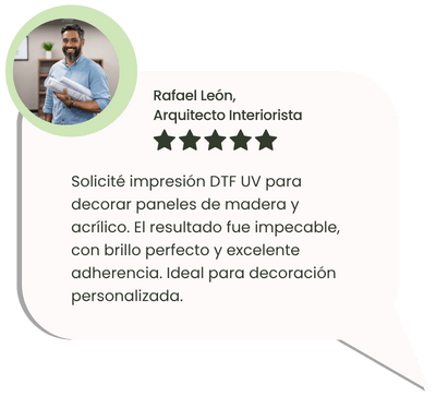 Arquitecto recomienda impresión DTF UV en madera y acrílico para decoración personalizada con Peruimpress