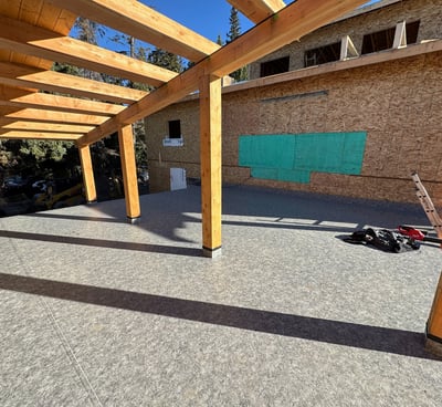 New construction house with vinyl decking over living space