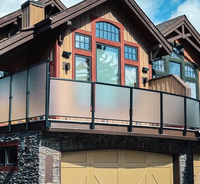 Legacy Decks Ltd. Privacy glass railing. Powder-coated durable aluminium railing systems  