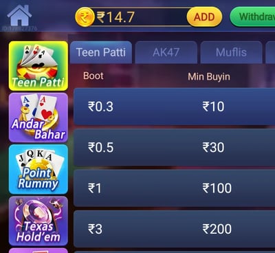 teen patti game table options in original version of Master Online Game